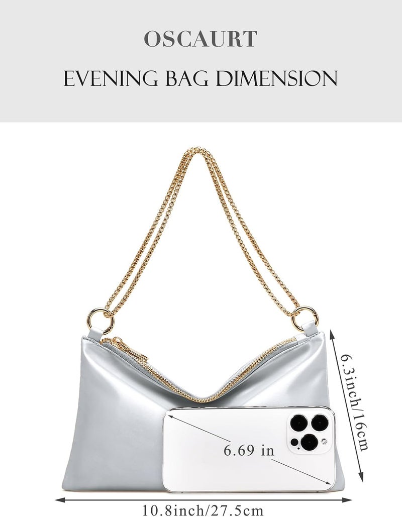 oscaurt Women's Evening Handbag Satin Shoulder Bag Purse for Prom Engagement Cocktail Party Wedding - Image 4